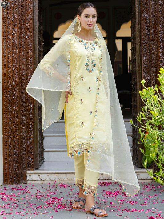 Dhiyona VV Women's Kurta and Pant Sets Viscose Roman Silk Fabric