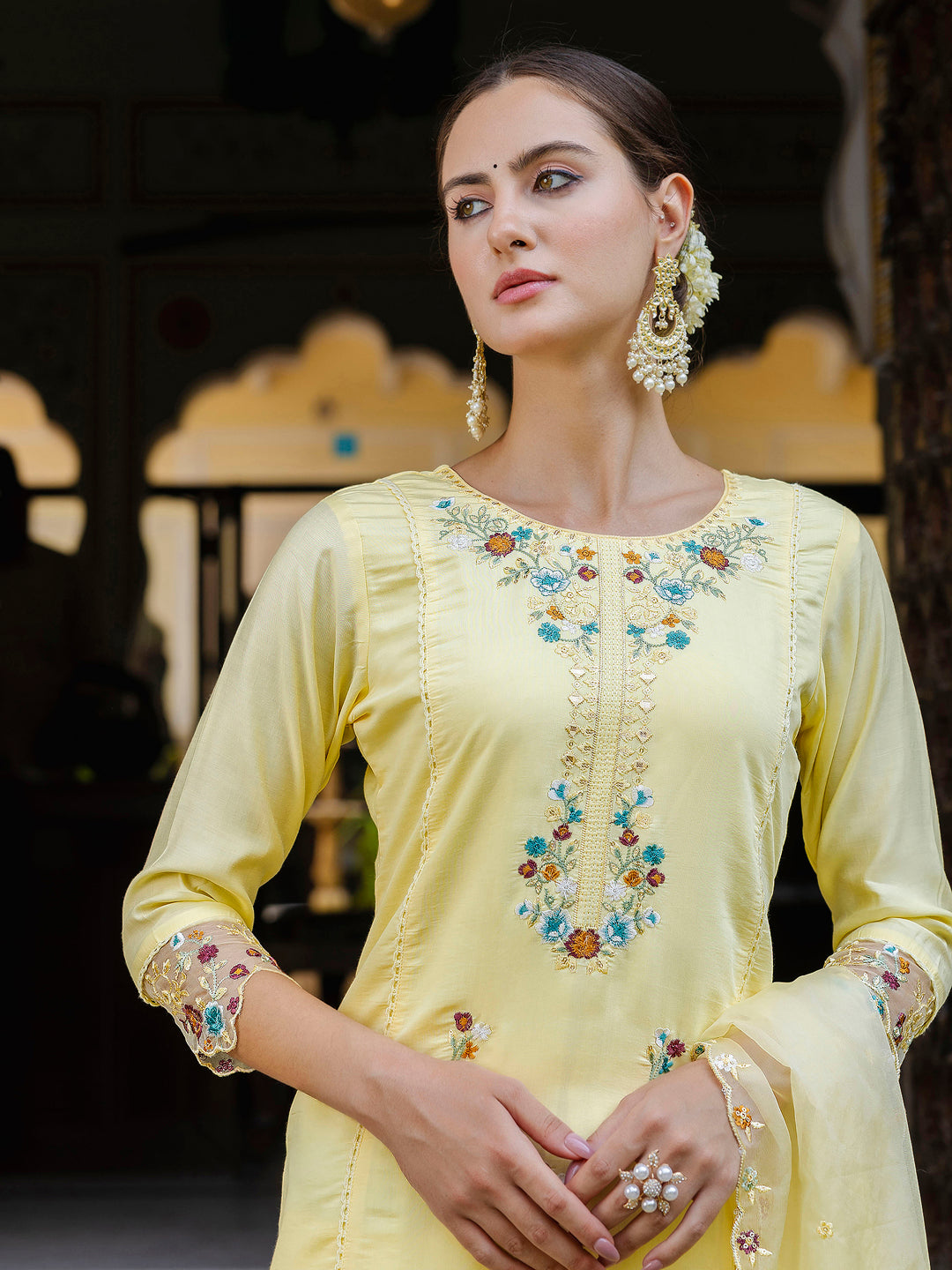 Dhiyona VV Women's Kurta and Pant Sets Viscose Roman Silk Fabric