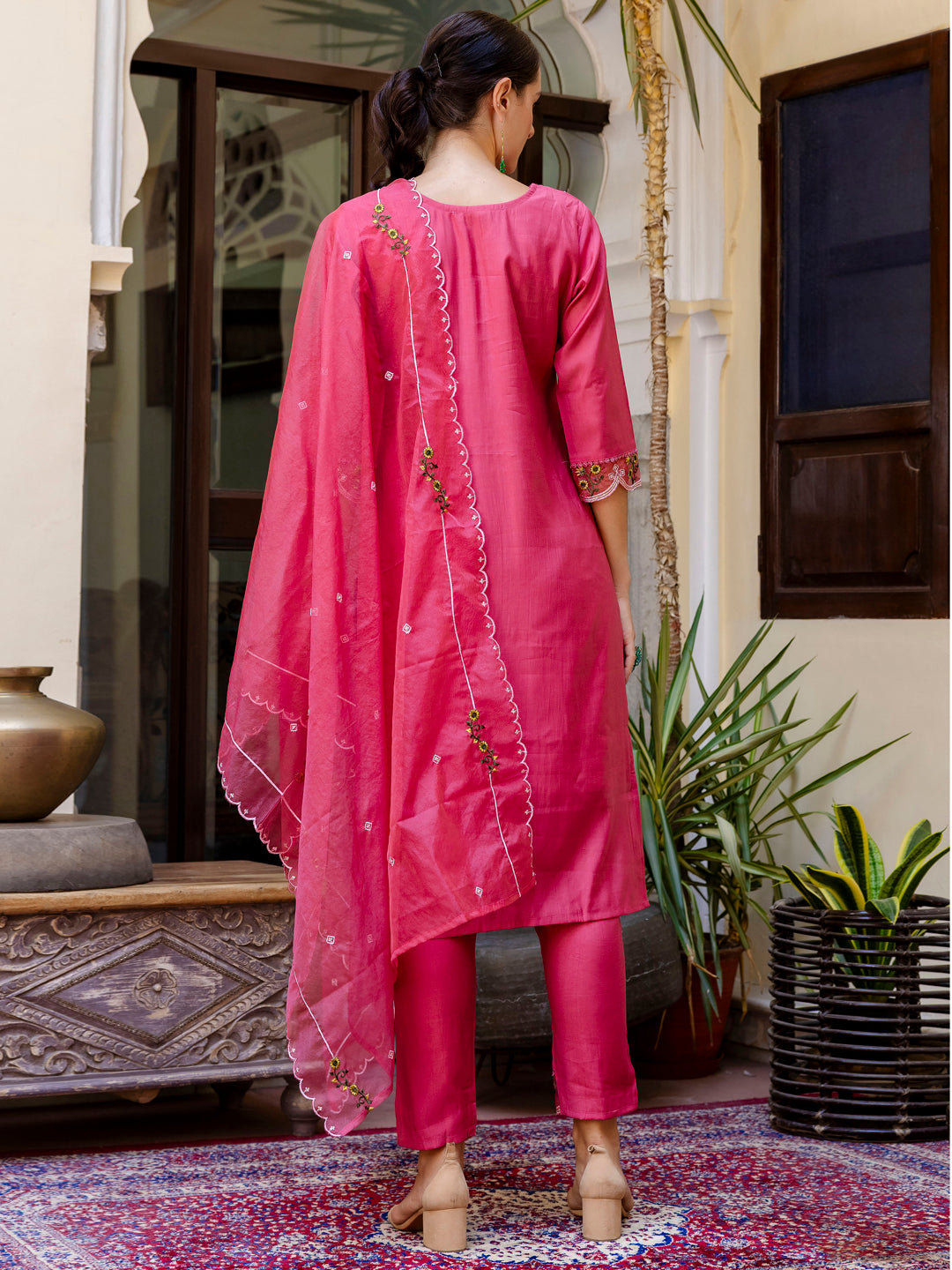 Dhiyona VV Women's Kurta and Pant Sets Viscose Roman Silk Fabric