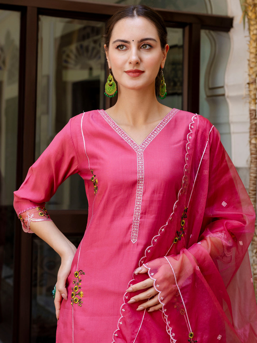 Dhiyona VV Women's Kurta and Pant Sets Viscose Roman Silk Fabric