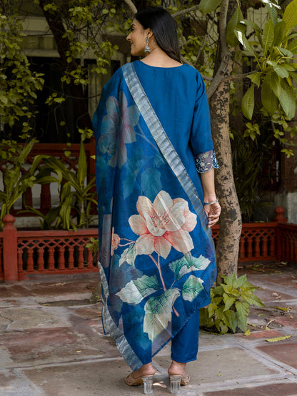 Dhiyona VV Women's Silk Blend Kurta Pant Dupatta Set