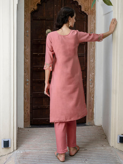 Dhiyona VV Women's Silk Blend Kurta Pant Dupatta Set
