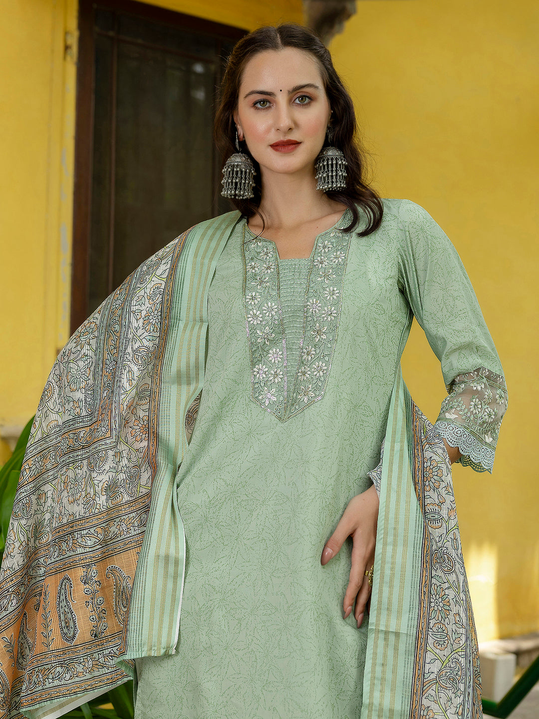 Dhiyona VV Women's Silk Blend Kurta Pant Dupatta Set