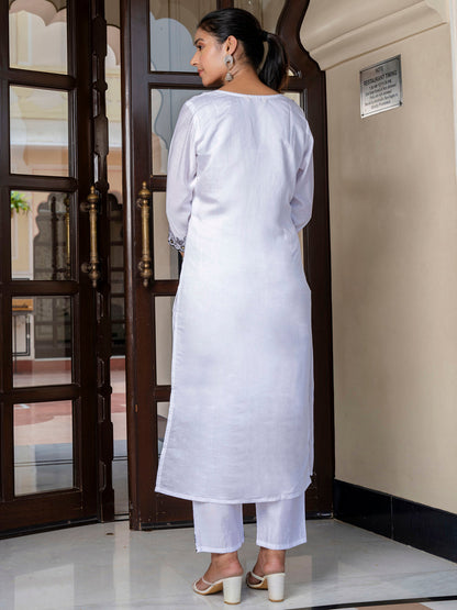 Dhiyona VV Women's Silk Blend Kurta Pant Dupatta Set