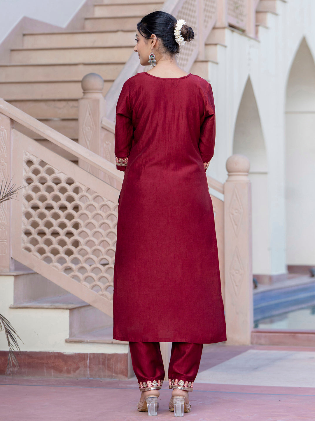 Dhiyona VV Women's Silk Blend Kurta Pant Dupatta Set