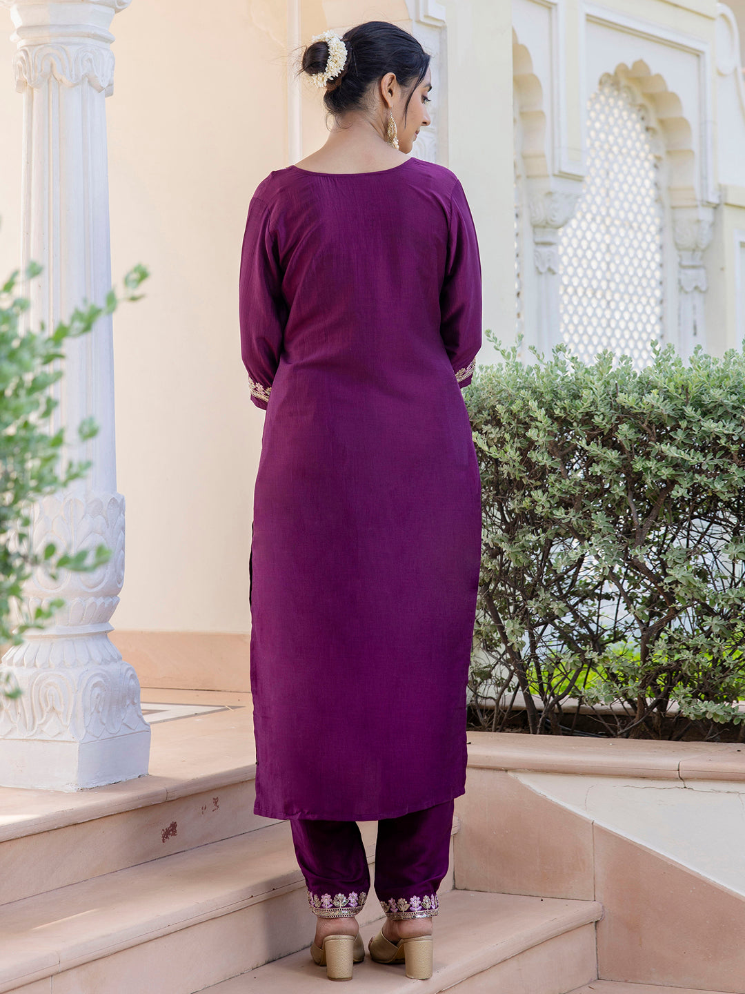 Dhiyona VV Women's Silk Blend Kurta Pant Dupatta Set