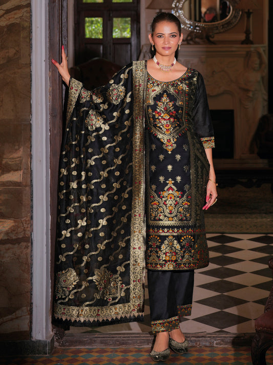 Dhiyona VV Women's Silk Blend Kurta Pant Dupatta Set
