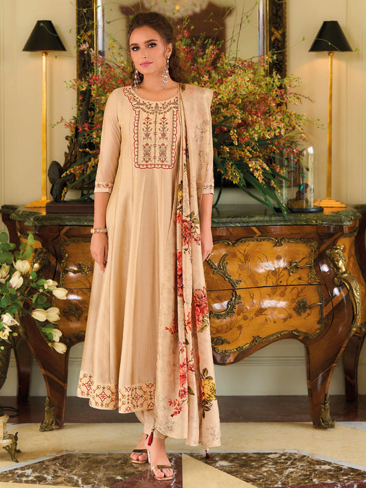 Dhiyona VV Women's Silk Blend Kurta Pant Dupatta Set