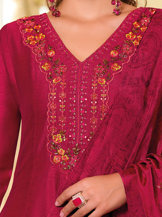 Dhiyona VV Women's Silk Blend Kurta Pant Dupatta Set