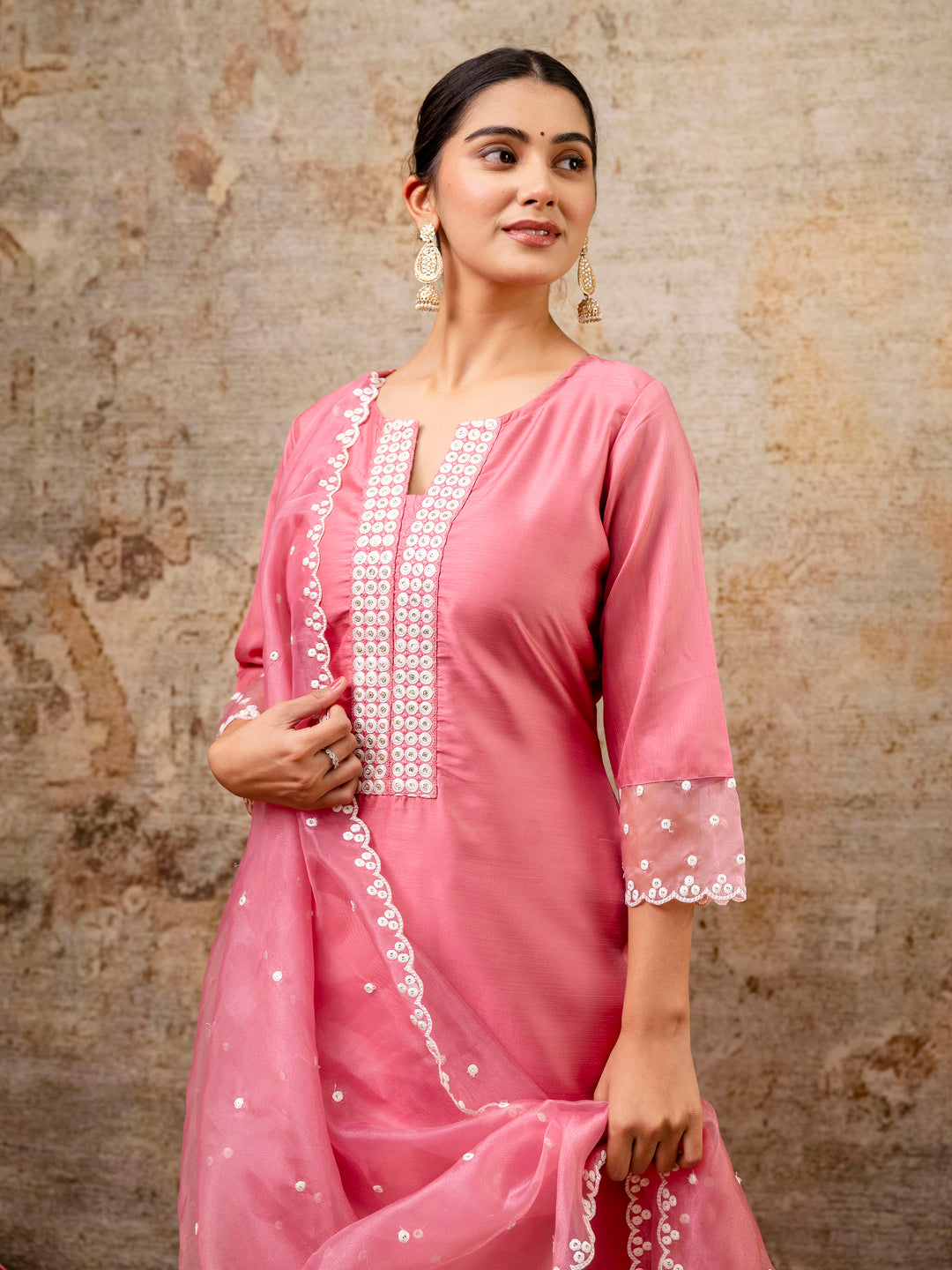 Dhiyona VV Women's Kurta and Pant Sets Silk Blend  Fabric