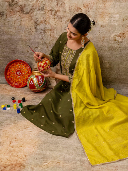 Dhiyona VV Women's Kurta and Pant Sets Silk Blend Fabric