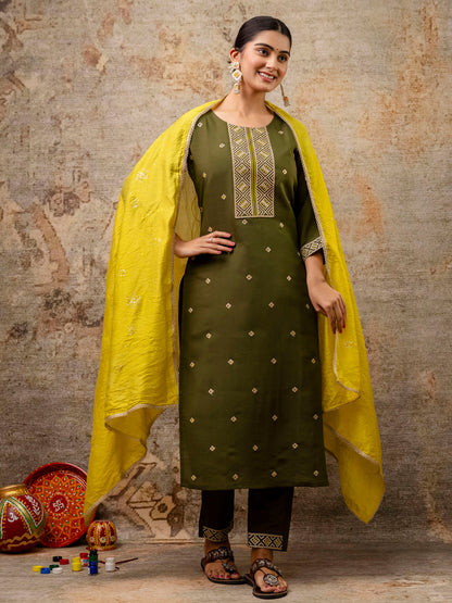 Dhiyona VV Women's Kurta and Pant Sets Silk Blend Fabric
