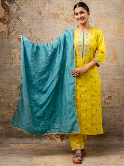 Dhiyona VV Women's Kurta and Pant Sets Silk Blend Fabric
