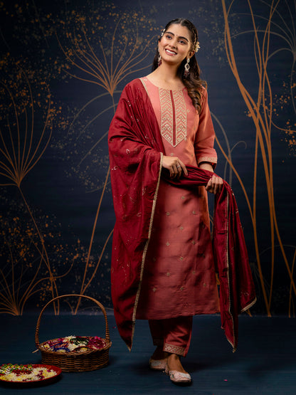 Dhiyona VV Women's Kurta and Pant Sets Silk Blend Fabric