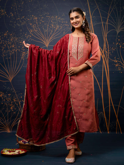 Dhiyona VV Women's Kurta and Pant Sets Silk Blend Fabric