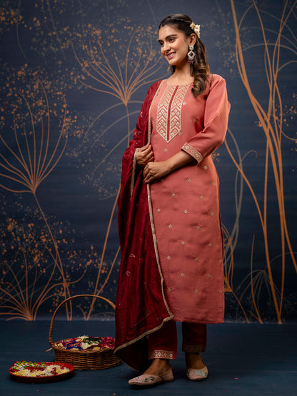 Dhiyona VV Women's Kurta and Pant Sets Silk Blend Fabric