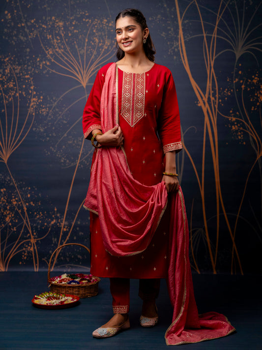 Dhiyona VV Women's Kurta and Pant Sets Silk Blend Fabric