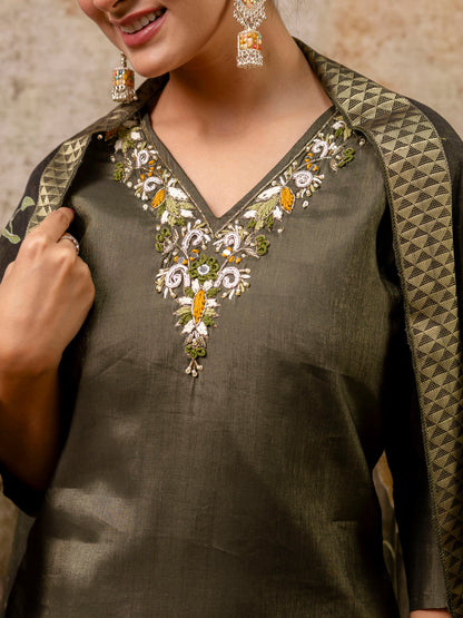 Dhiyona VV Women's Kurta and Pant Sets Simar Silk fabric