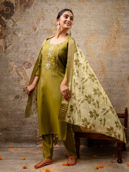 Dhiyona VV Women's Kurta and Pant Sets Simar Silk fabric