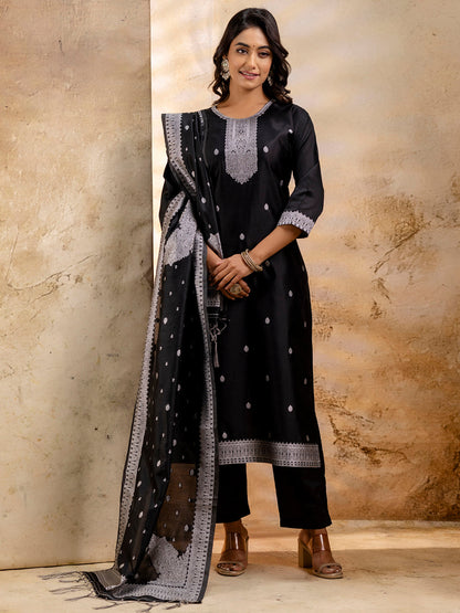 Dhiyona VV Women's Embroidered Cotton Blend Kurta Pant Sets with Dupatta