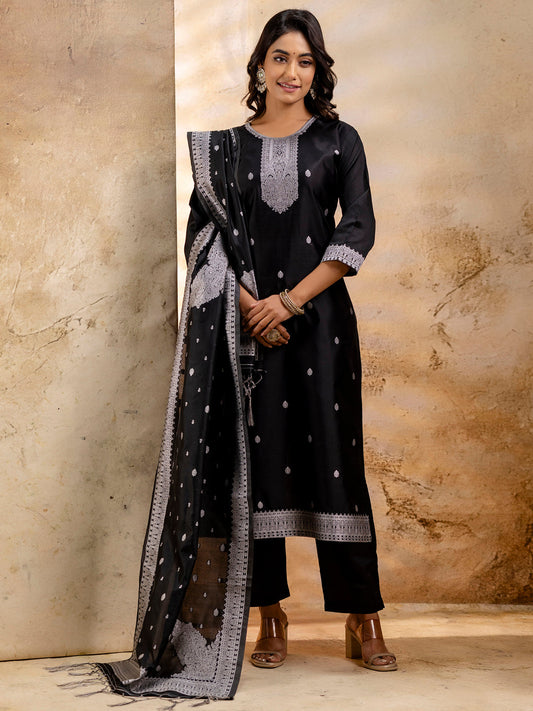 Dhiyona VV Women's Embroidered Cotton Blend Kurta Pant Sets with Dupatta