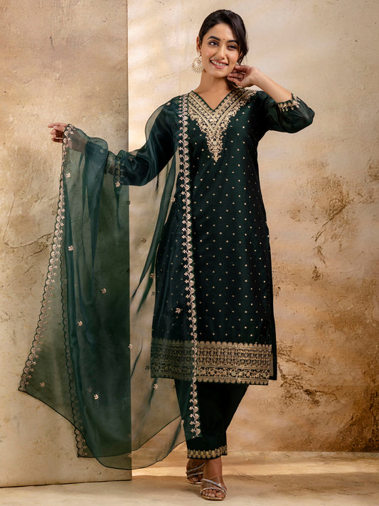 Dhiyona VV Women's Kurta and Pant Sets Chanderi Silk Blend