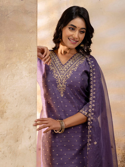 Dhiyona VV Women's Kurta and Pant Sets Chanderi Silk Blend