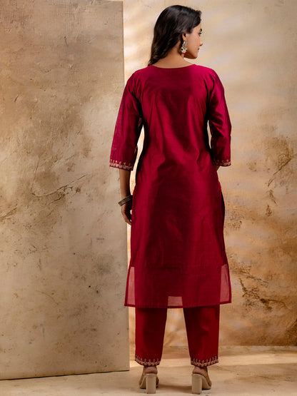 Dhiyona VV Women's Kurta and Pant Sets Chanderi Silk Blend