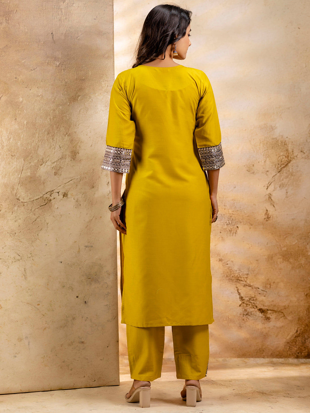 Dhiyona VV Women's Embroidered Viscose Rayon Calf Length Straight Kurta Trouser with Dupatta Set