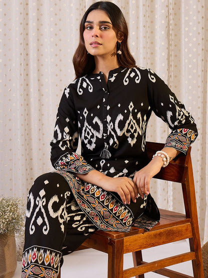 Dhiyona IE Printed Mandarin Collar Tunic With Trousers