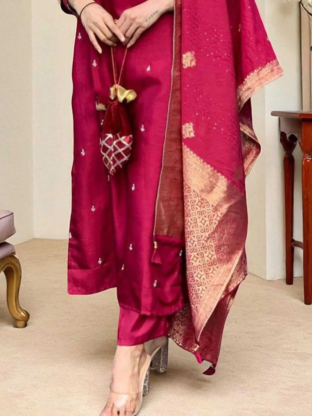 Dhiyona SN Women's Embroidered Calf Length Regular Straight Kurta & Pyjamas With Dupatta