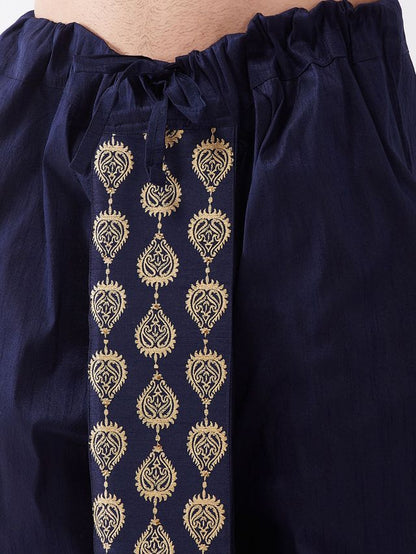 Men's Beige Silk Blend Straight Kurta and Dhoti Set