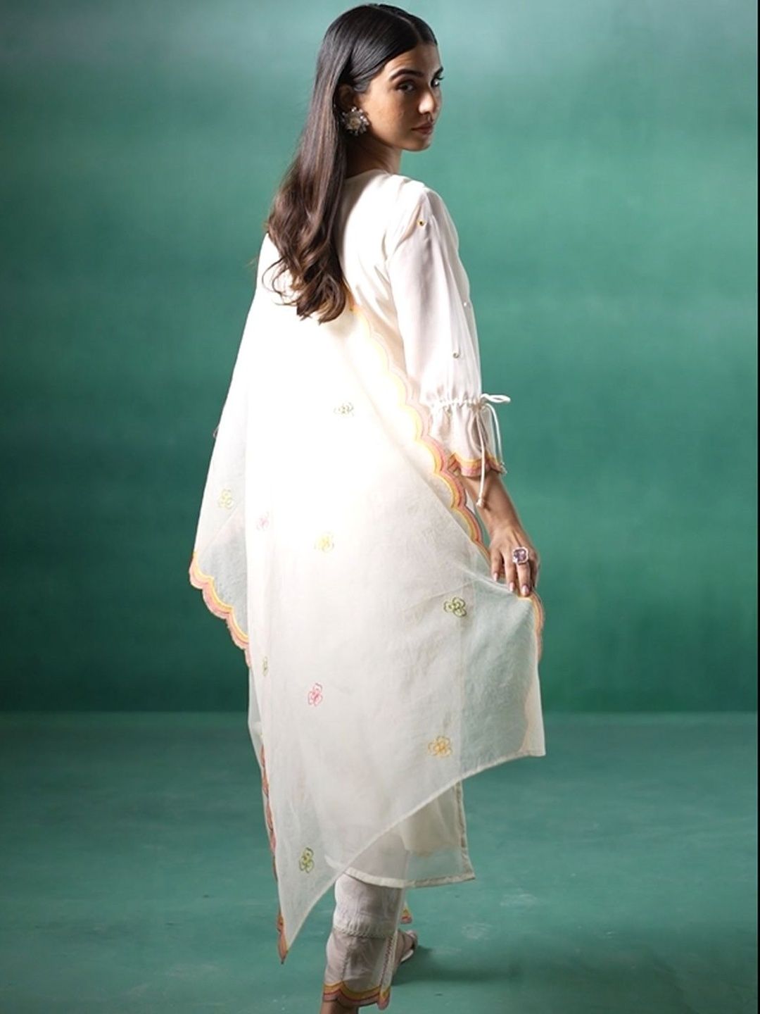 Women Floral Embroidered Kurta with Trousers & Dupatta