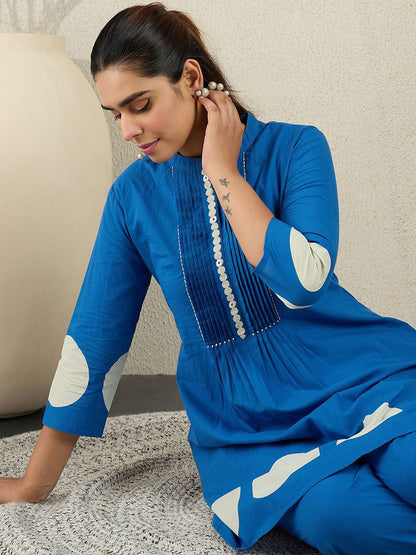 Dhiyona IE Printed Pure Cotton Mandarin Collar Tunic With Trouser