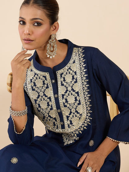Women Ethnic Motifs Embroidered Regular Kurta with Trousers