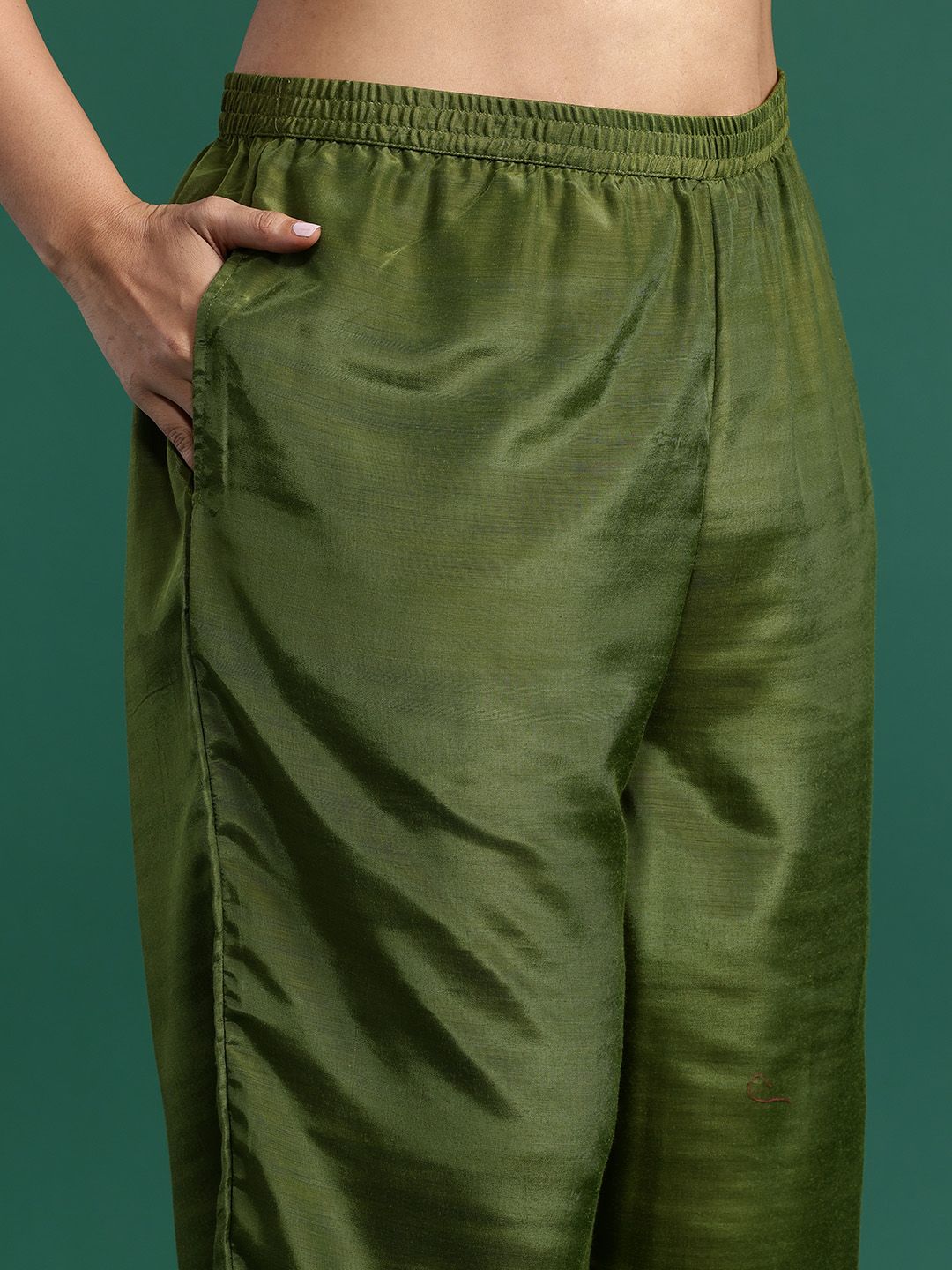 Ethnic Motifs Woven Design Kurta with Trousers & Dupatta