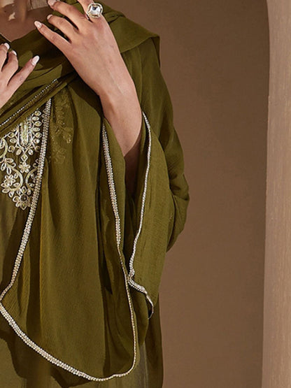 Women Floral Embroidered Regular Kurta with Trousers & With Dupatta