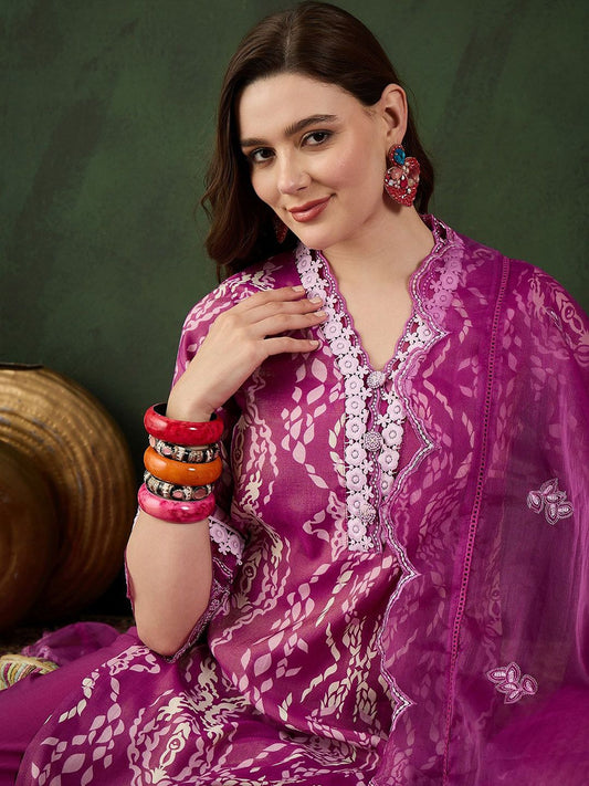Dhiyona SN Women's Printed & Embroidered Kurta & Trousers with Dupatta