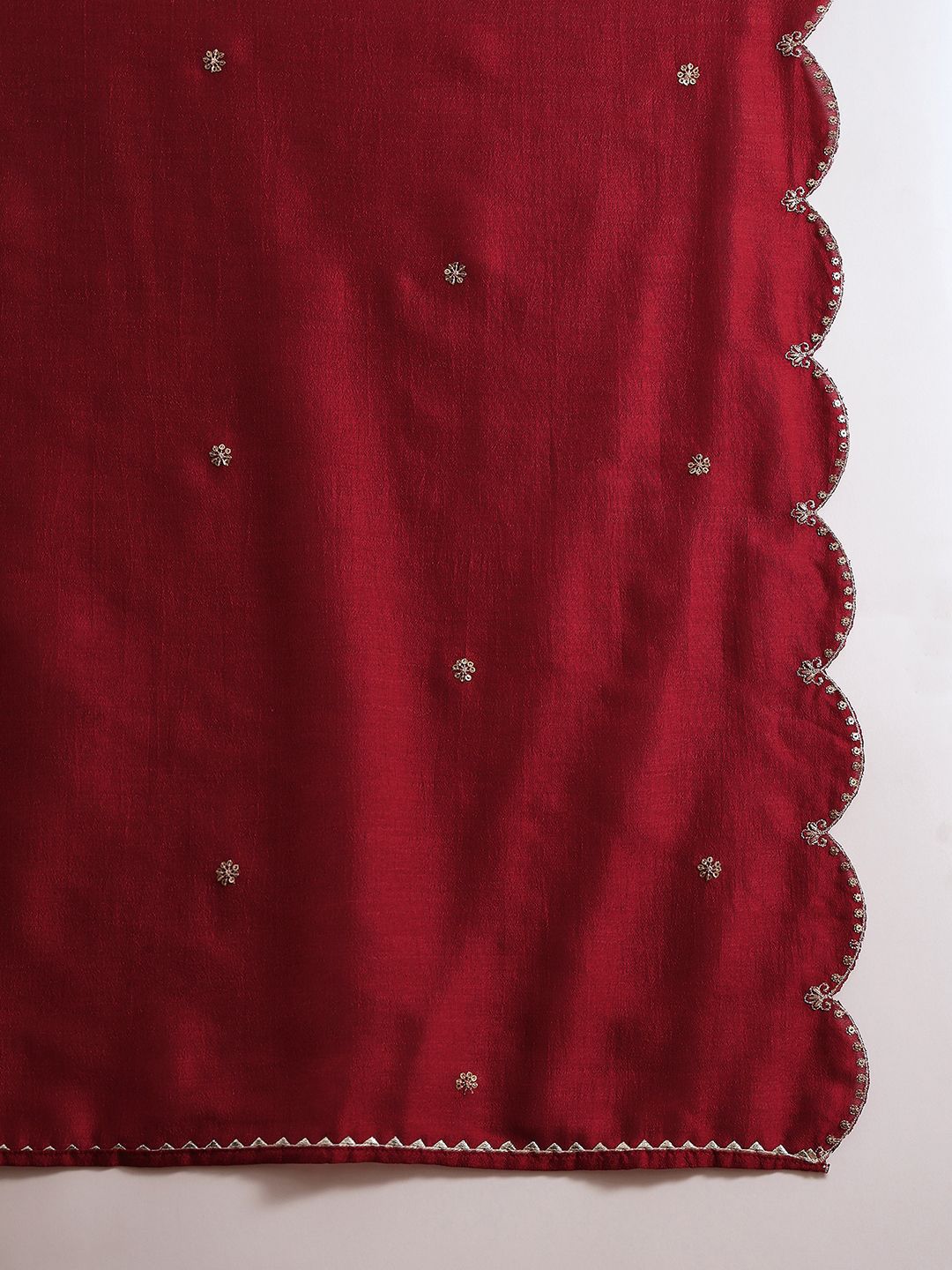 Dhiyona SN Women's Maroon Floral Embroidered Sequinned Anarkali Kurta With Trouser & Dupatta