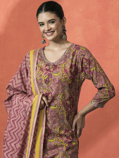 Dhiyona SN Women's Embroidered Pure Cotton Straight Kurta Sets