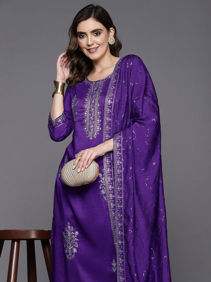 Ethnic Motifs Embroidered Kurta with Trousers & Dupatta