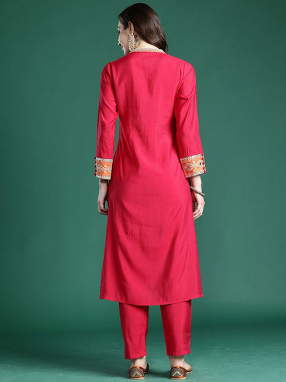 Dhiyona IE Embroidered A-Line Tunic & Trousers Co-Ord Set