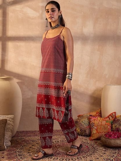 Dhiyona IE Printed Pure Cotton Tunic With Trousers