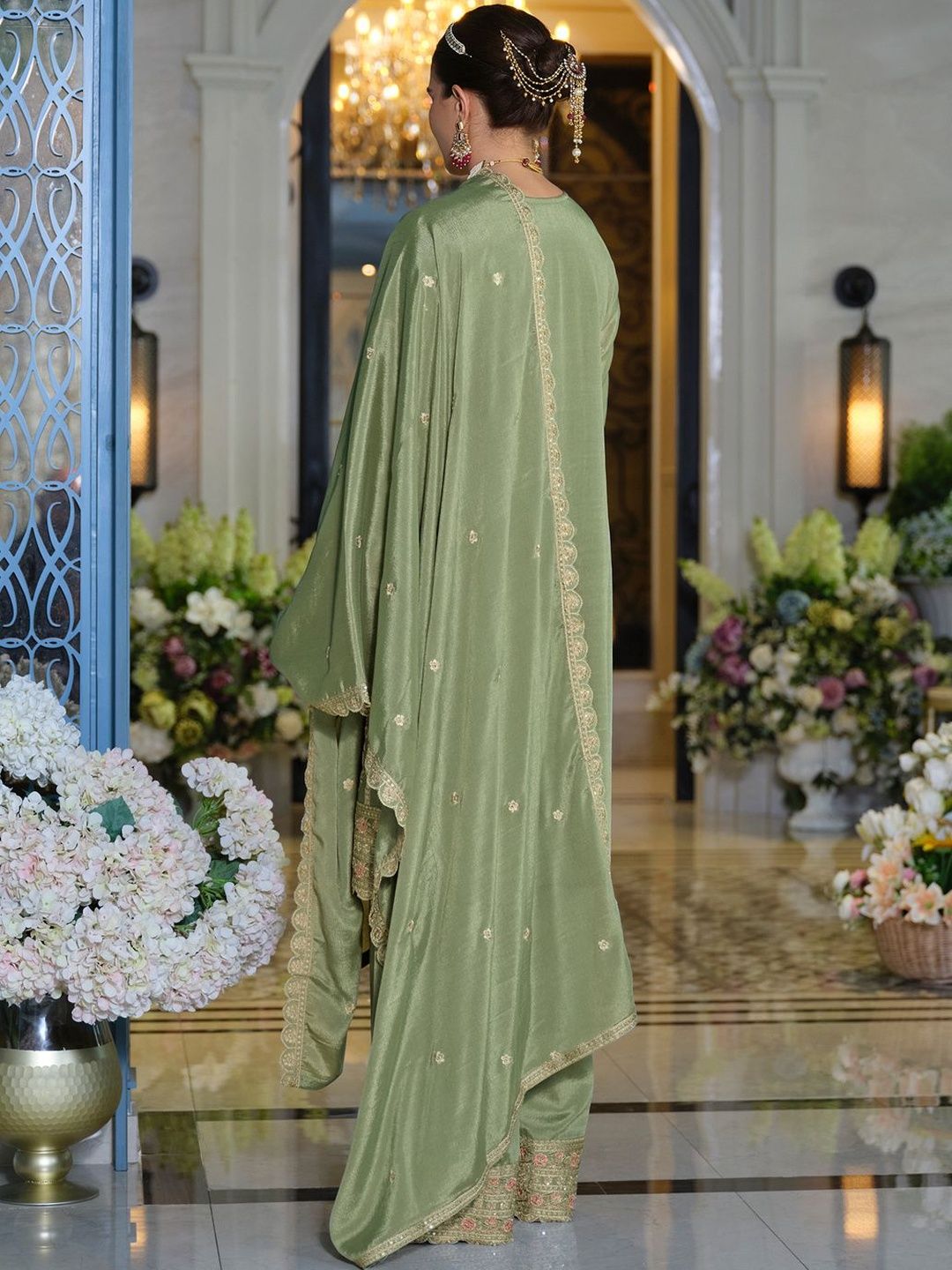 Women Ethnic Motifs Embroidered Kurta with Palazzos & Dupatta