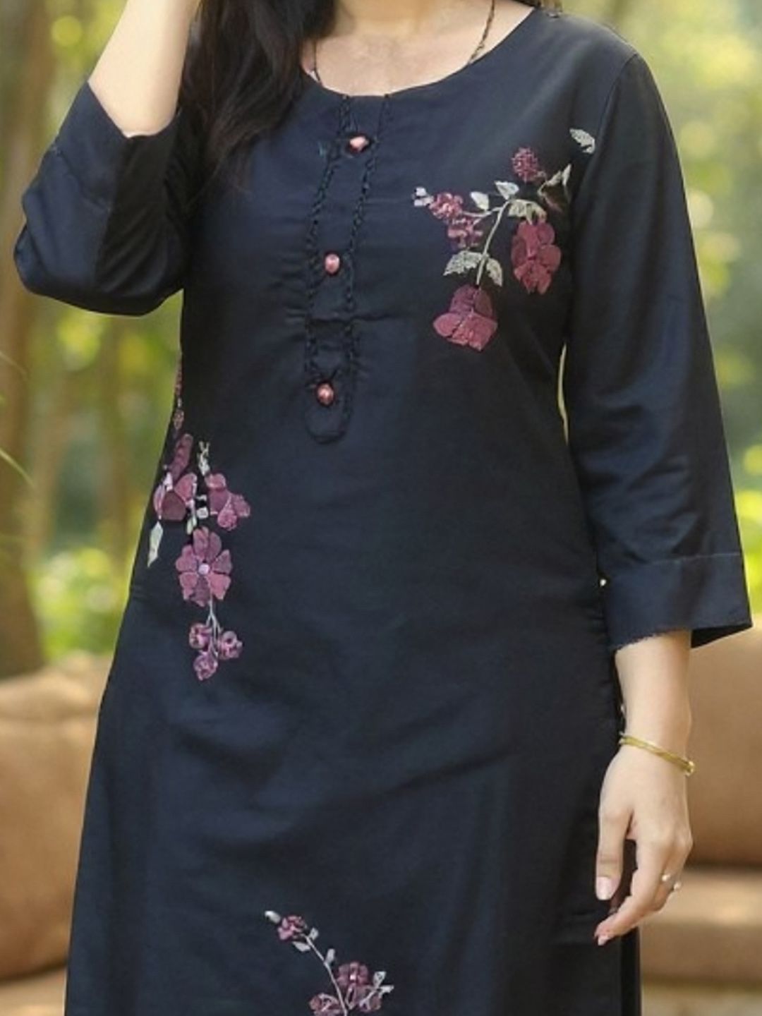 Dhiyona IE Embroidered Round Neck Top With Trousers