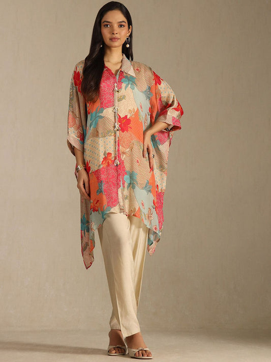 Dhiyona SO Women's Women Floral Printed Kaftan Kurta with Trousers
