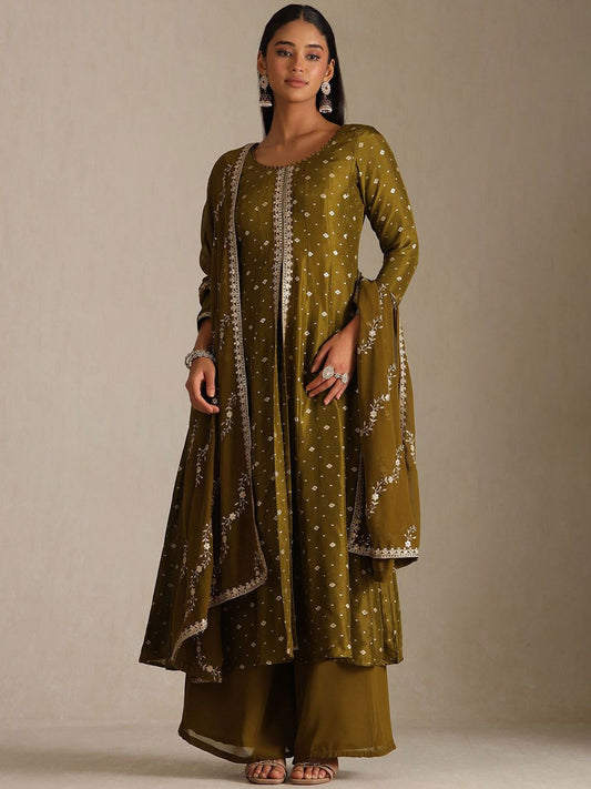 Dhiyona SO Women's Women Ethnic Motifs Printed Anarkali Kurta with Palazzo & Dupatta