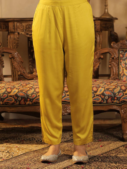 Women Ethnic Motifs Embroidered Regular Beads and Stones Straight Kurta Set