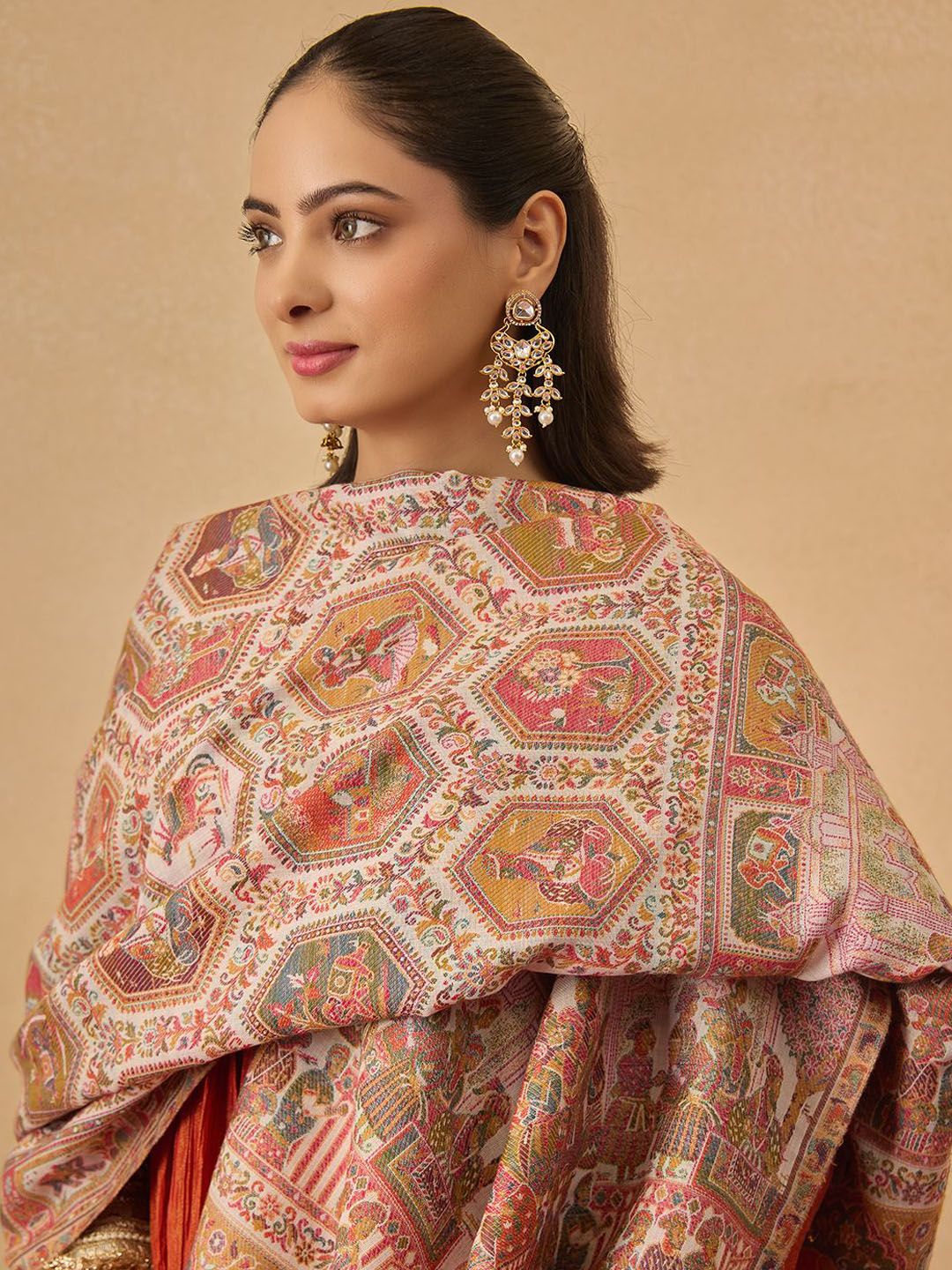 Dhiyona PA Darbari Ethnic Motifs Woven Design Kani Woolen Shawl