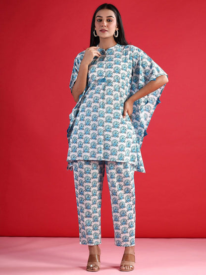 Dhiyona IE Printed Pure Cotton Kaftan With Trouser Co-Ords